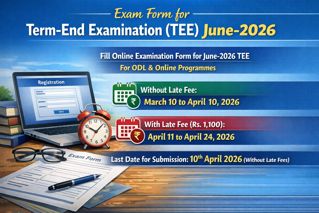 IGNOU June 2026 TEE Exam Form: Last Date, Fees, Apply Online Link (Out Now)
